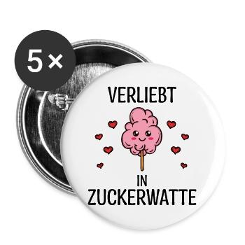 Süßigkeiten Statement Bonbon Zucker Nachspeise - Buttons groß 56 mm (5er Pack) - Weiß - Vorne