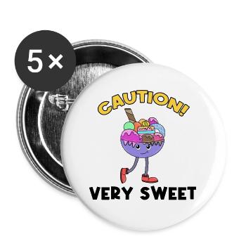 Donut Süßigkeiten Statement Lecker Nachspeise - Buttons groß 56 mm (5er Pack) - Weiß - Vorne