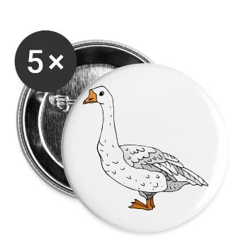 Gans - Buttons groß 56 mm (5er Pack) - Weiß - Vorne