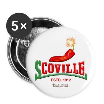 Scoville Chili Dynamit - Buttons groß 56 mm (5er Pack) - Weiß - Vorne