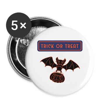 Süßes oder Saures einfaches Halloween - Buttons groß 56 mm (5er Pack) - Weiß - Vorne