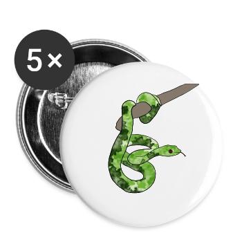 Grüne Schlange - Buttons groß 56 mm (5er Pack) - Weiß - Vorne