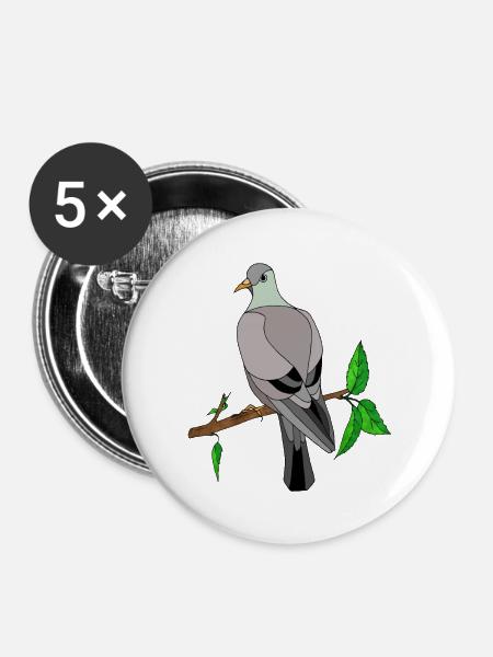Vogel - Buttons groß 56 mm (5er Pack) - Weiß