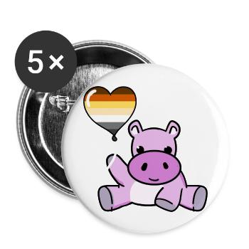 Hippo Ballon Gay Bear Pride - Buttons groß 56 mm (5er Pack) - Weiß - Vorne