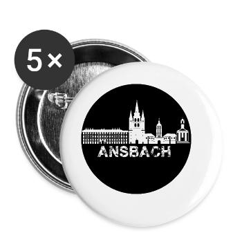 ansbach,skyline,schwarz,kreis - Buttons groß 56 mm (5er Pack) - Weiß - Vorne