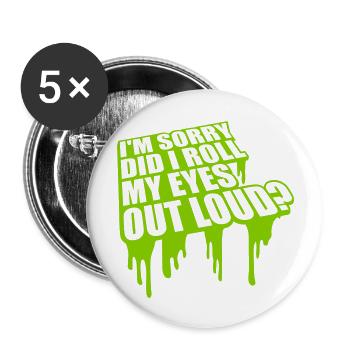 Roll My Eyes Out - Buttons groß 56 mm (5er Pack) - Weiß - Vorne