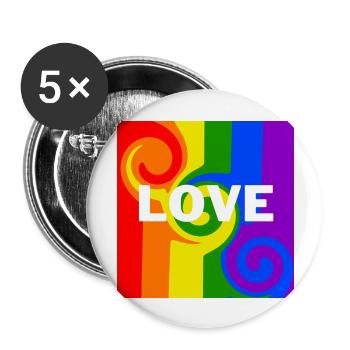 "LOVE" logo, colored and liquefied - Buttons large 2.2''/56 mm (5-pack) - white - Front