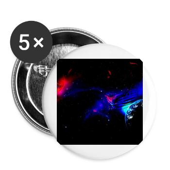Weltraum Auto - Buttons groß 56 mm (5er Pack) - Weiß - Vorne