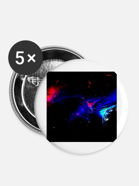Weltraum Auto - Buttons groß 56 mm (5er Pack) - Weiß