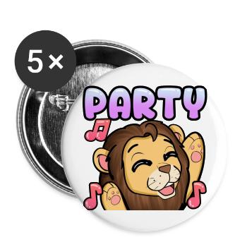 Partylöwe - Buttons groß 56 mm (5er Pack) - Weiß - Vorne