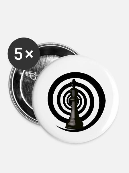 Schach Schwarzes Loch - Buttons groß 56 mm (5er Pack) - Weiß