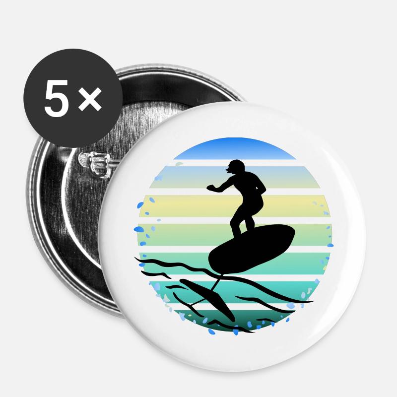 foil surf - foil surfing - foilsurfing - Buttons large 2.2''/56 mm (5-pack) - white