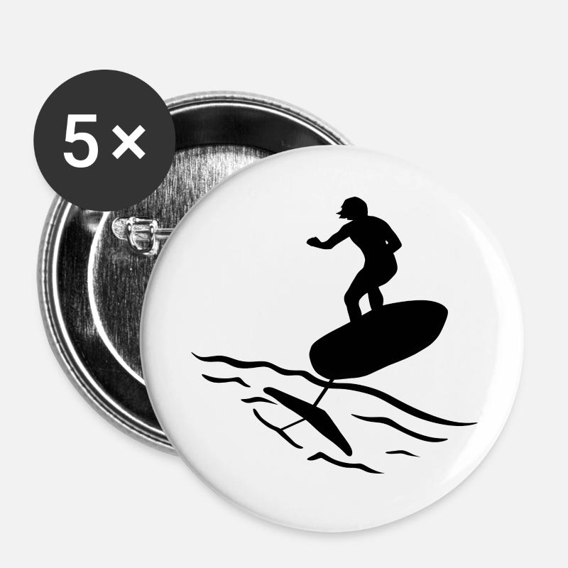 foil surf - foil surfing - foilsurfing - Buttons large 2.2''/56 mm (5-pack) - white