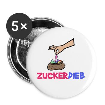Bonbon Statement Süßigkeiten Naschkatzen - Buttons groß 56 mm (5er Pack) - Weiß - Vorne