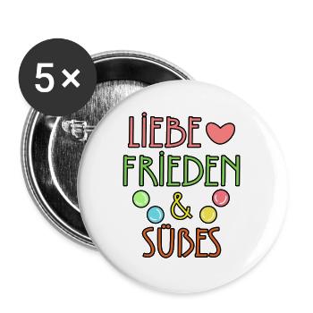 Nachspeise Herz Bonbon Süßigkeiten Statement - Buttons groß 56 mm (5er Pack) - Weiß - Vorne