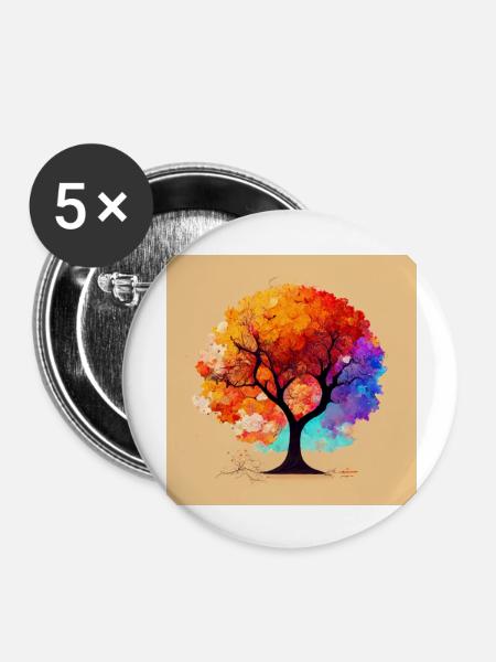 der Herbstbaum - Buttons groß 56 mm (5er Pack) - Weiß