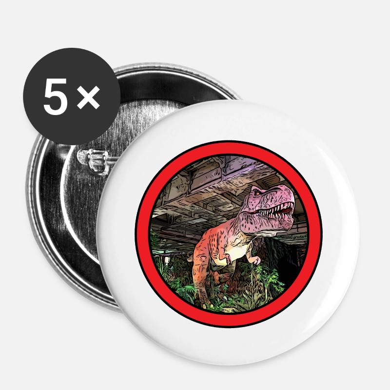 T-rex - Buttons large 2.2''/56 mm (5-pack) - white