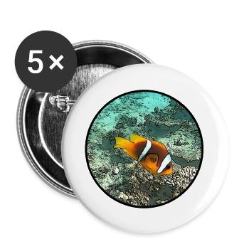 Poisson clown - Lot de 5 grands badges (56 mm) - blanc - Devant