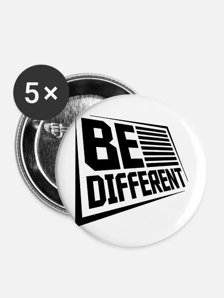 Be different Logo Design - Buttons groß 56 mm (5er Pack) - Weiß
