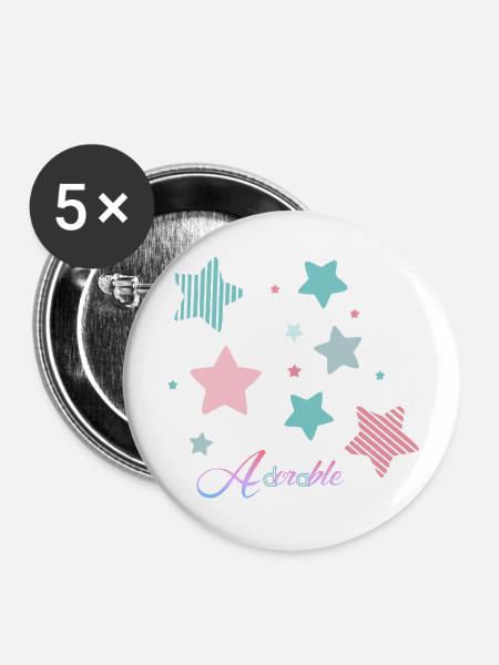 Niedlich. - Buttons groß 56 mm (5er Pack) - Weiß