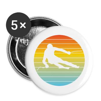 Skifahrer Wintersport Ski Skifahren Skilanglauf - Buttons groß 56 mm (5er Pack) - Weiß - Vorne