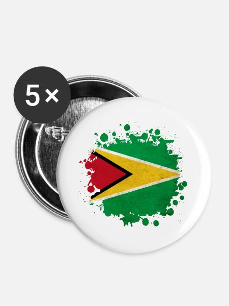 Guyana Flagge Klecks - Buttons groß 56 mm (5er Pack) - Weiß