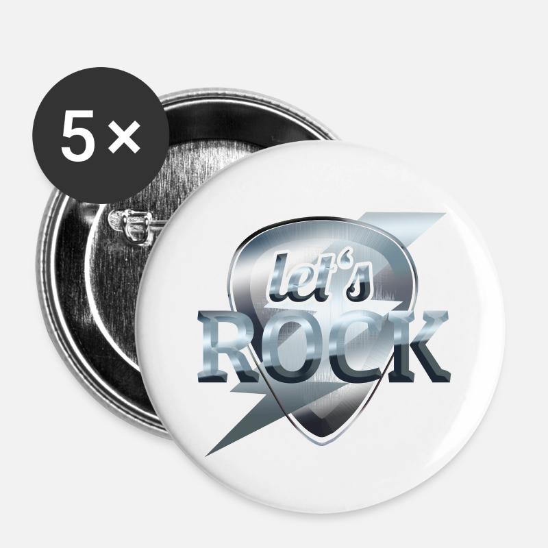 Let's rock - Buttons large 2.2''/56 mm (5-pack) - white