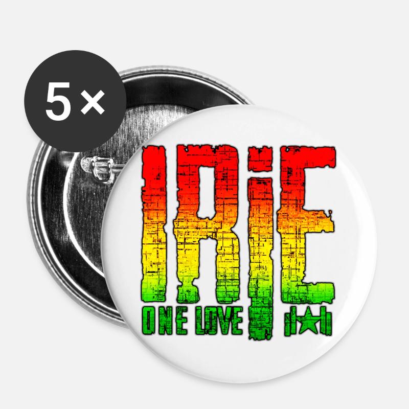 Reggae Peace Symbols on Graffiti Background - Buttons large 2.2''/56 mm (5-pack) - white