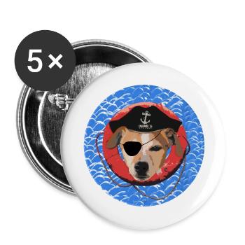THE PIRATE TERRIER - Buttons large 2.2''/56 mm (5-pack) - white - Front