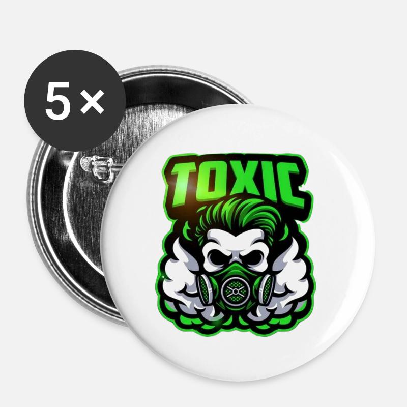 Toxic - Buttons large 2.2''/56 mm (5-pack) - white