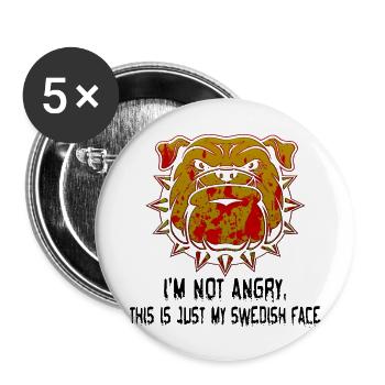 Angry face face angry Swedish Swedish dog - Buttons large 2.2''/56 mm (5-pack) - white - Front