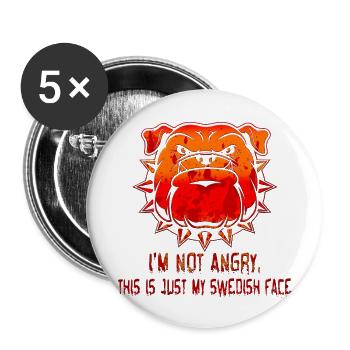 Angry face face angry Swedish Swedish dog - Buttons large 2.2''/56 mm (5-pack) - white - Front