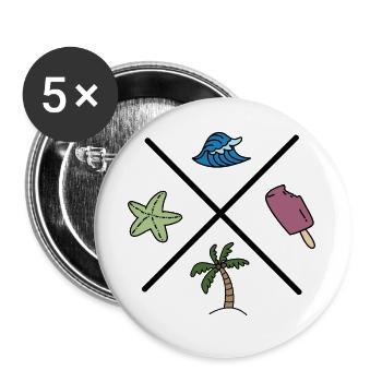 Design für den Sommer - Buttons groß 56 mm (5er Pack) - Weiß - Vorne