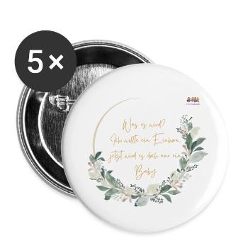 Ich wollte ein Einhorn - Buttons groß 56 mm (5er Pack) - Weiß - Vorne