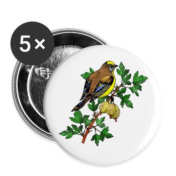 Oiseau coloré - Lot de 5 grands badges (56 mm) - blanc - Devant