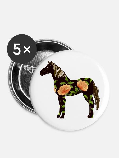 Pferd - Buttons groß 56 mm (5er Pack) - Weiß