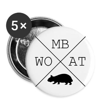 Wombat Australien - Buttons groß 56 mm (5er Pack) - Weiß - Vorne