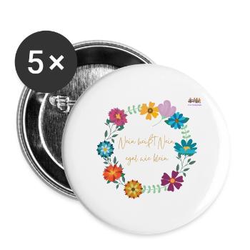 Nein heißt Nein, egal wie klein! - Buttons groß 56 mm (5er Pack) - Weiß - Vorne