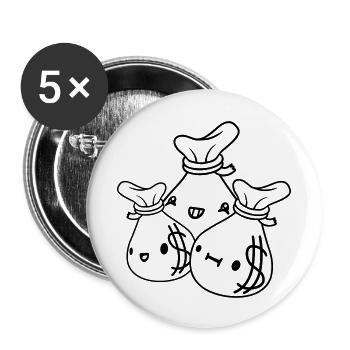 Comic Money Bags Friends Team - Buttons large 2.2''/56 mm (5-pack) - white - Front