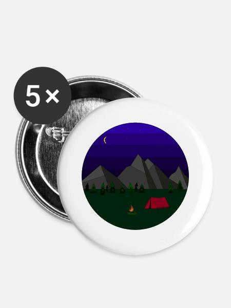 Camping - Buttons groß 56 mm (5er Pack) - Weiß