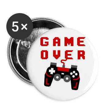 Game Over - Buttons groß 56 mm (5er Pack) - Weiß - Vorne