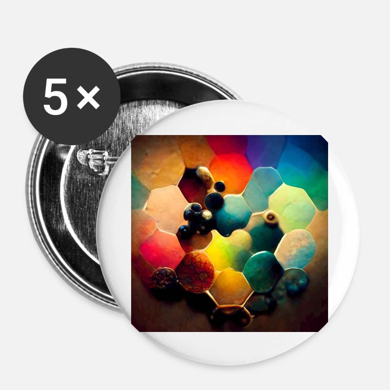 A puzzle with molecules - Buttons large 2.2''/56 mm (5-pack) - white