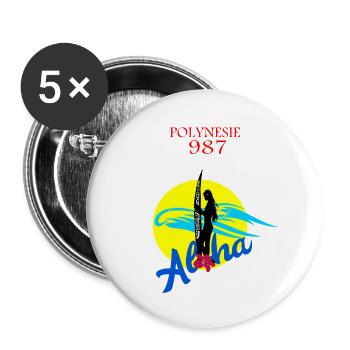 Polynésie - Lot de 5 grands badges (56 mm) - blanc - Devant