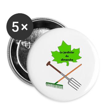 Le jardinier du dimanche - Lot de 5 grands badges (56 mm) - blanc - Devant