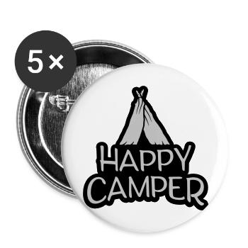 Tente extérieure Happy Camper - Lot de 5 grands badges (56 mm) - blanc - Devant