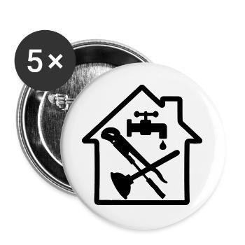 Werkzeuge Logo Klempner in Hütte 2 - Buttons groß 56 mm (5er Pack) - Weiß - Vorne