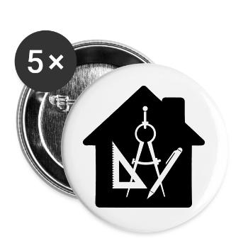 Logo architect house drawing 2 - Buttons large 2.2''/56 mm (5-pack) - white - Front