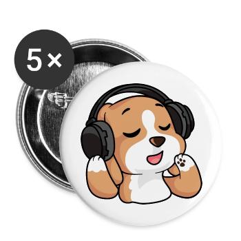 Der singende Beagle - Buttons groß 56 mm (5er Pack) - Weiß - Vorne