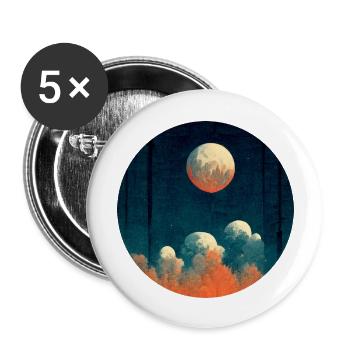 Mond am Abend - Buttons groß 56 mm (5er Pack) - Weiß - Vorne