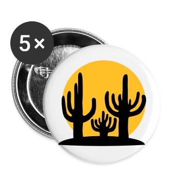 Silhouette Sonne 3 Kakteen - Buttons groß 56 mm (5er Pack) - Weiß - Vorne